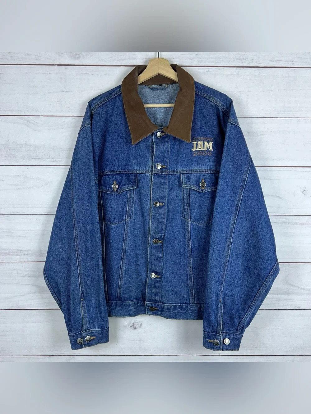 Vintage 2000 Country Jam USA Denim Jacket Mens XL Embroidered Western Music